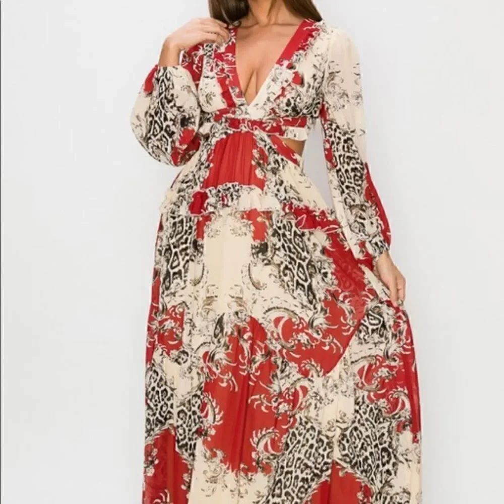Red Leopard Maxi Dress - Picture 3 of 14